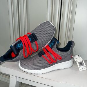 Adidas Gray and Red Lite Racer Sneakers
